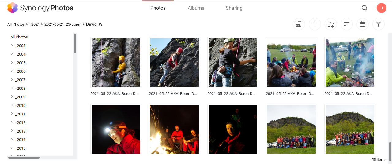 Ukázka galerie v rozhraní Synology Photos